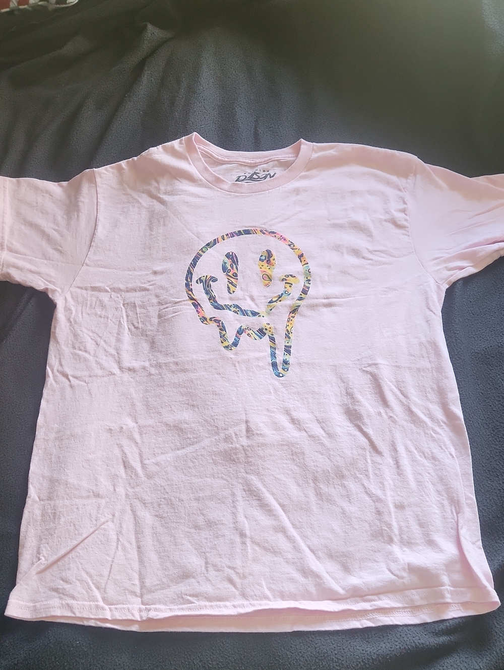 Pink Graphic Tee with Smiley Drip
